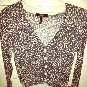 BCBG Slate Gray and White Cardigan